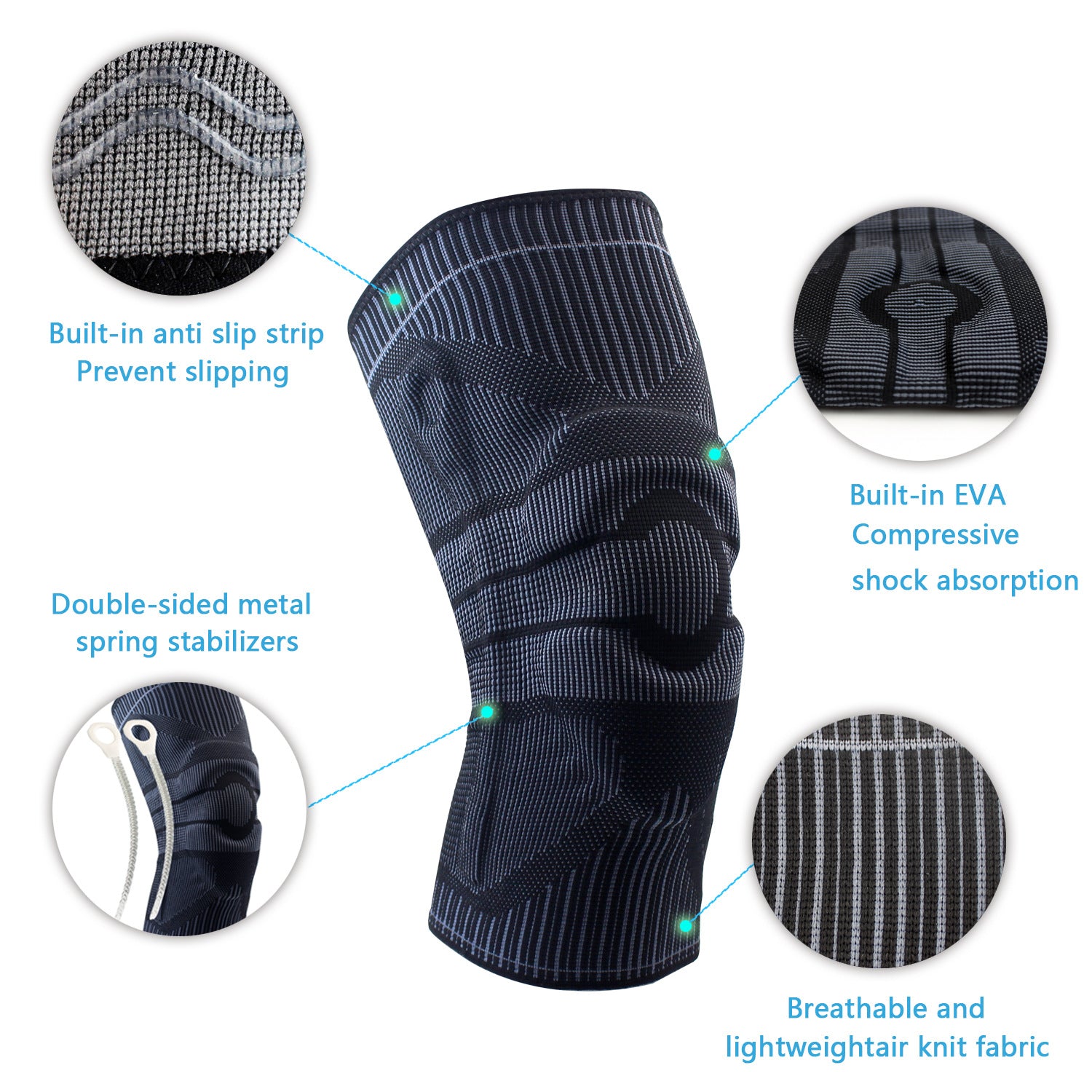 Sports Knee Brace with Separate EVA Pads