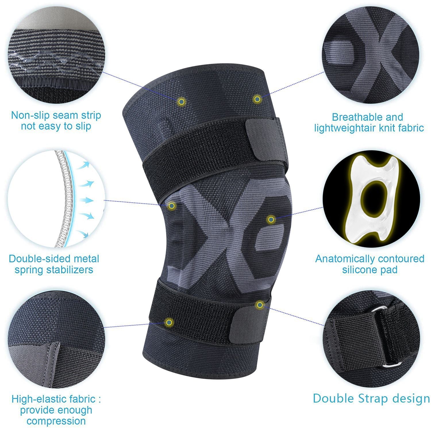 Adjustable Knee Support with Double Strap Fixing