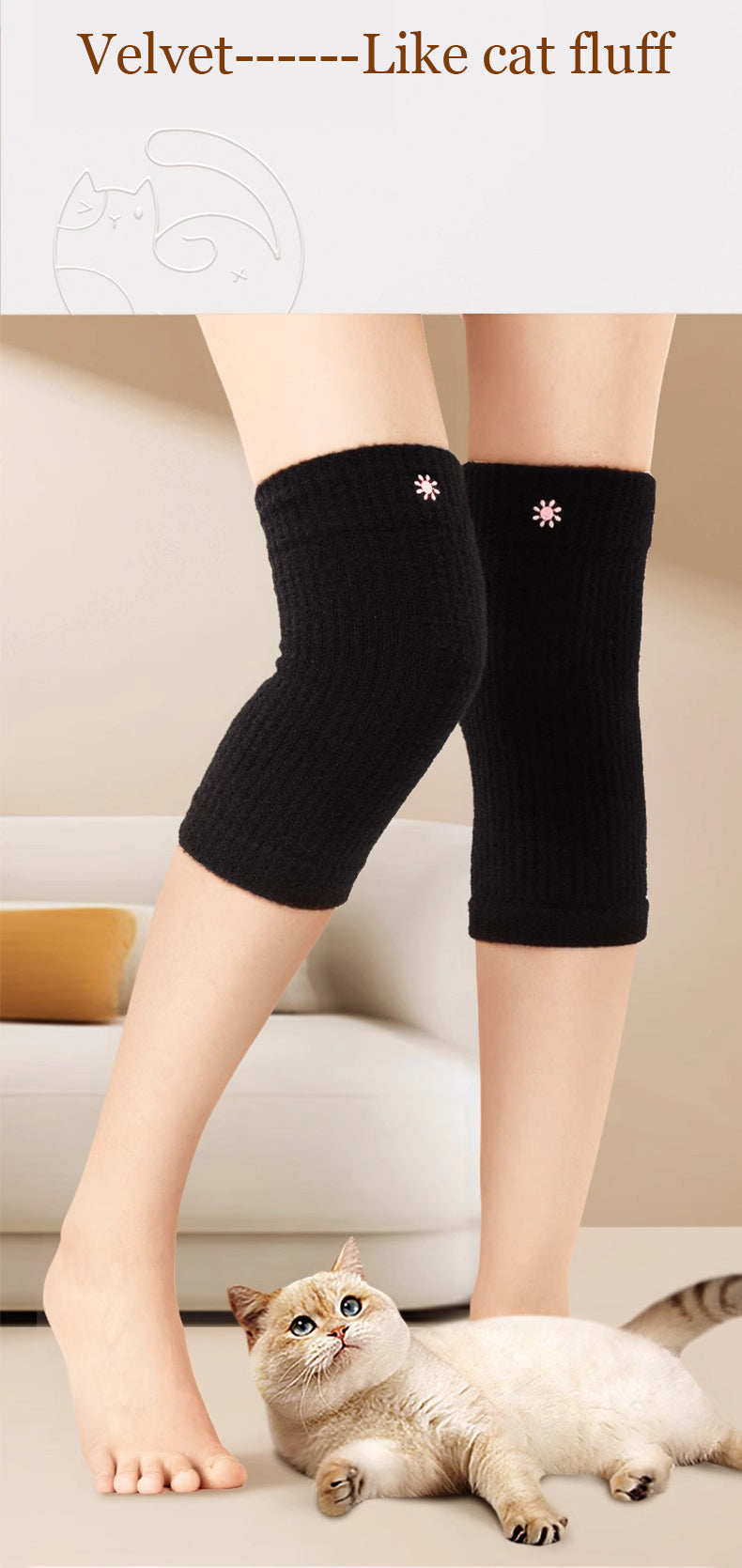 2pack Warm velvet knee sleeve,40-100kg