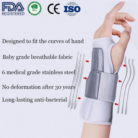 6 Stainless Steels Medical Carpal Tunnel Wrist Brace